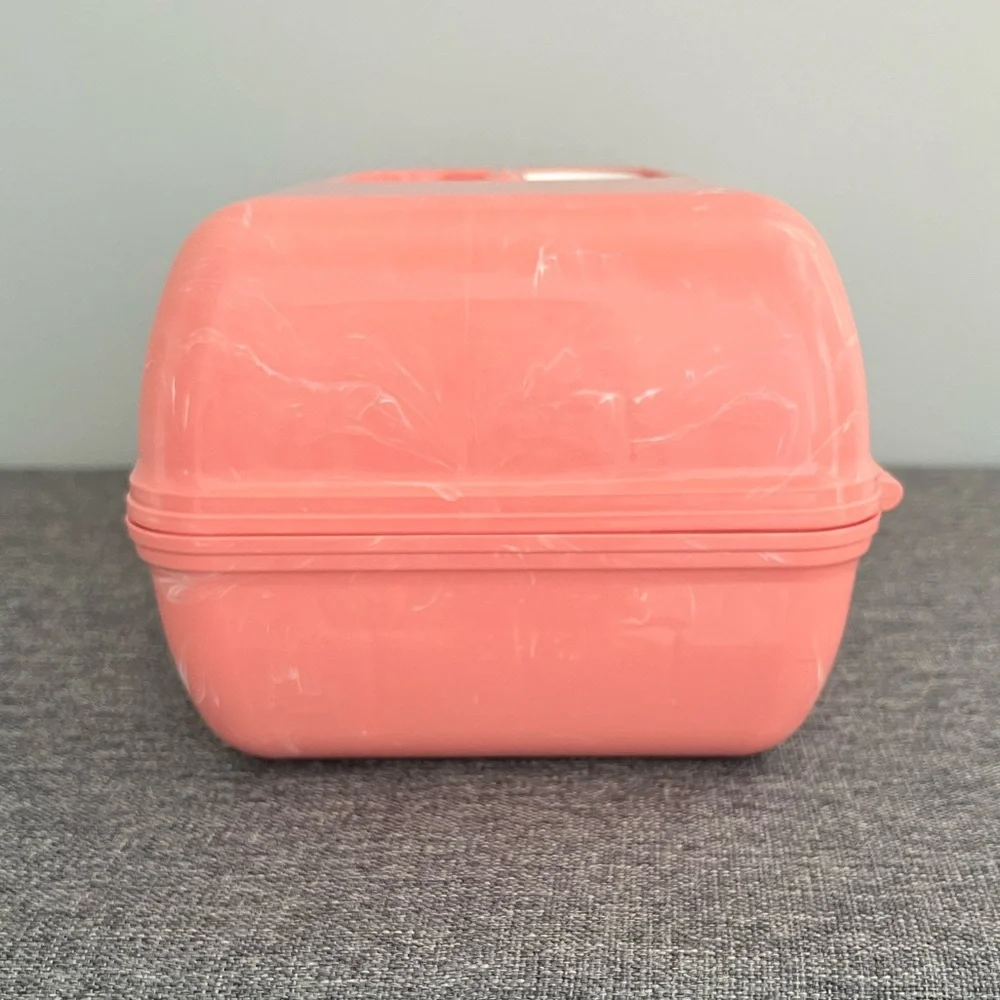 Caboodles Peach Marble Make Up Carry Case Organizer With Mirror Retro NOT VTG - Picture 3 of 13